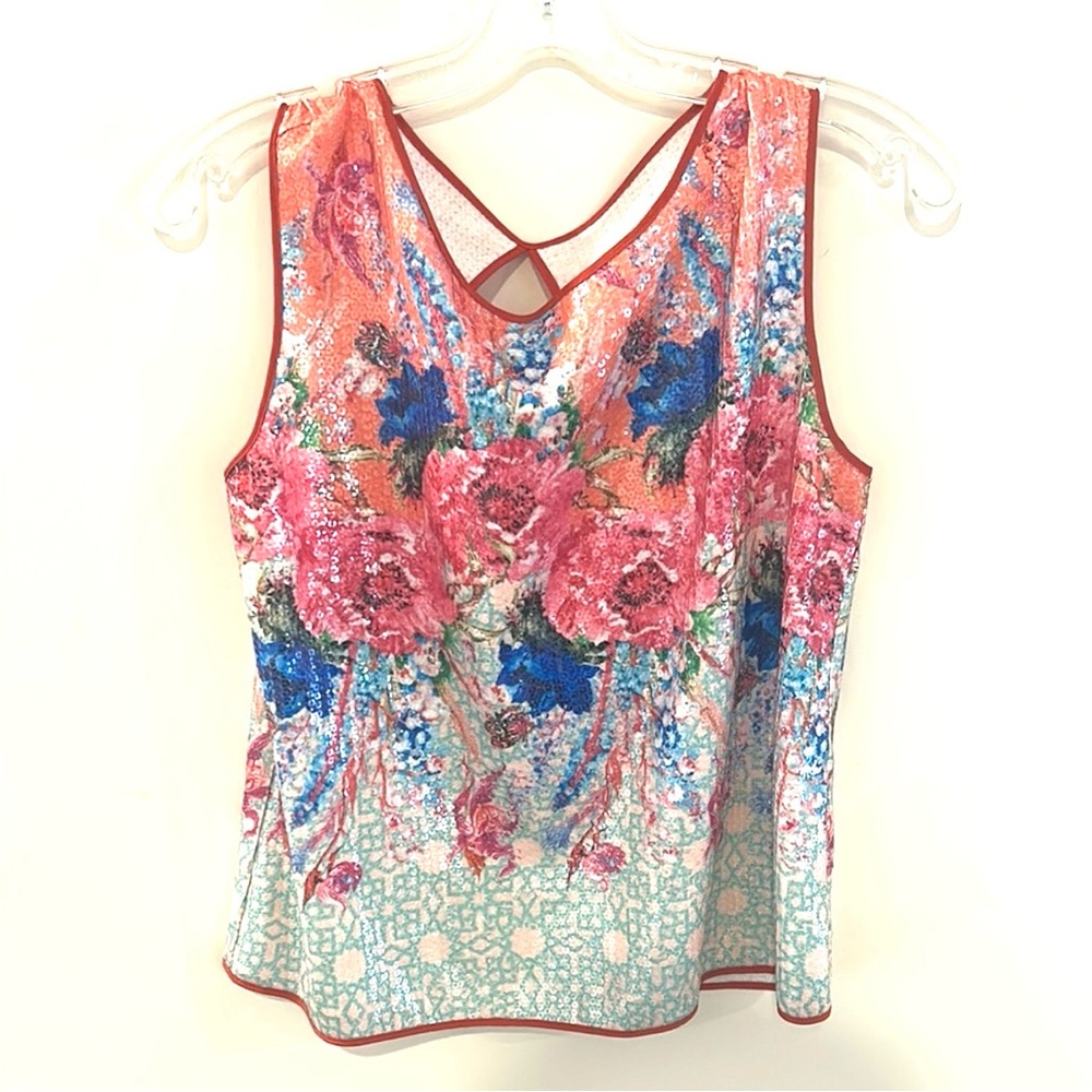 Whimsical Sequin Women’s Dream‎ Daily Floral  Sleeveless Fairy Tank Top Size M